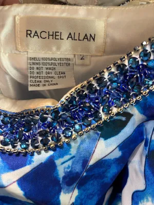 Rachel Allen Blue Floral Beaded Two-Piece Prom Dress thumbnail 11