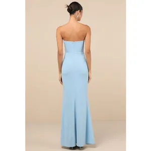 NWT Lulus Elegant Finesse Light Blue Pleated Cutout Maxi Dress Bridesmaid Size S thumbnail 3