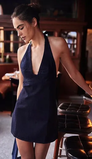 Free People Trevi Denim Mini Dress thumbnail 1