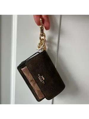 Coach Klare Bag Charm With Signature Canvas NWT Suede/Gold/Army Green/Tan thumbnail 3