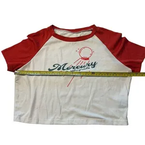 Mercury In Retrograde Crop Baby Tee White Red Raglan Baseball Astrology Size‎ M thumbnail 5