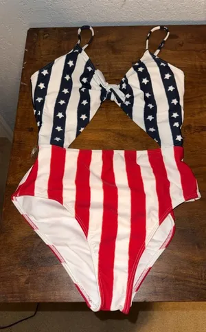 Hollister Red, White, and Blue One Piece Swimsuit thumbnail 1