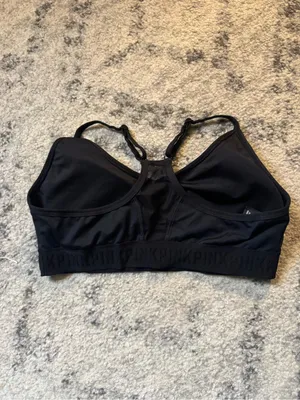 PINK Victoria's Secret Black Seamless Racerback Sports Bralette thumbnail 3