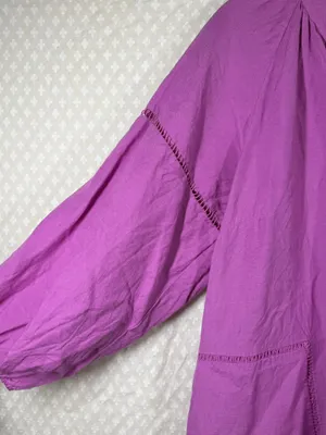 Loft Pink Linen Blend Long‎ Puff Sleeve Dress thumbnail 2