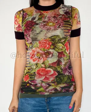 Vintage 2000's Jean Paul Gaultier Soleil Striped Floral Mesh Top Size medium thumbnail 1
