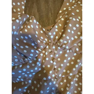 Brown Polka Dot Puff Sleeve Sweetheart Romper Womens Sz 8 cottagecore boho‎ thumbnail 3