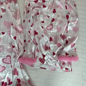 Women's Two Piece Silky Pink Long Sleeve and Pant Pajamas Size XXL #260422 thumbnail 3