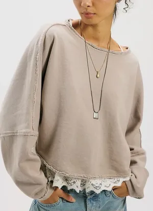 NWT Free People We The Free To The East Pullover - Chateau Grey - medium thumbnail 1
