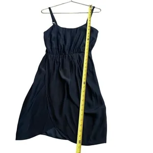 Amanda Uprichard Size‎ S Tulip Hem Mini Dress Black Silk Spaghetti Strap LBD thumbnail 10
