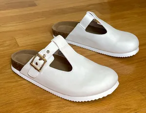 SUFU White Clog Mule Sandals Womens EU 39 US 7.5 Cork Footbed Slip On Buckle Comfort Shoes thumbnail 1