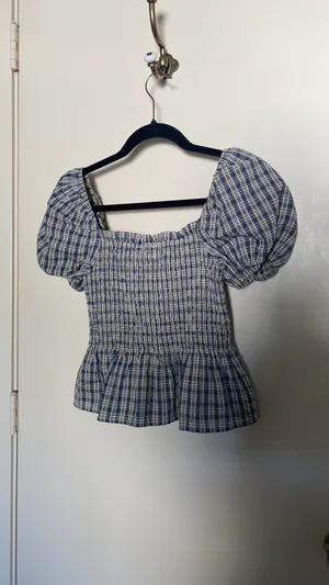 Plaid Puff Sleeve Top thumbnail 3