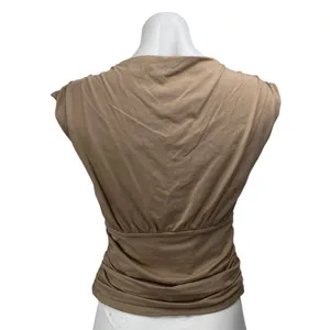 Abercrombie & Fitch Tan Beige Khaki Sleeveless Drape Deep V Blouse Top Size S thumbnail 2