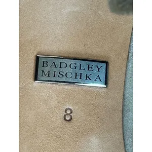 Badgley Mischka Peep Toe Booties Women 8 Taupe Suede Lace Up Stiletto Heel thumbnail 7