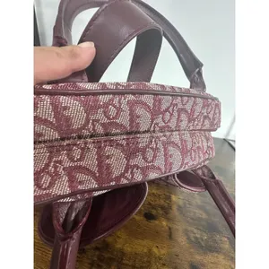 Christian Dior Double Saddle Trotter Satchel Bag Bordeaux Monogram Italy Lock thumbnail 8