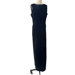 VTG Scott McClintock Black Velvet Maxi Dress Sz 12 USA Made Sleeveless Slit thumbnail 15