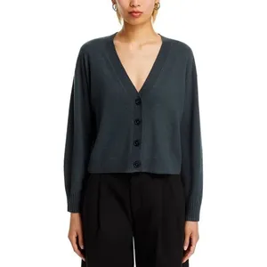 Aqua cashmere dark gray v-neck cardigan sweater long sleeve women's size large‎ thumbnail 2