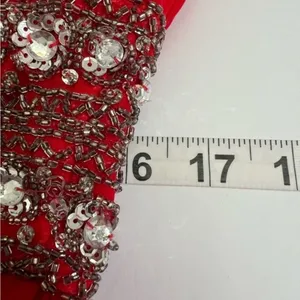 FabuLuxe Couture Red One-Shoulder Beaded Evening Gown Size Large Hand Beaded thumbnail 8