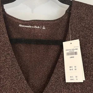 NWT Abercrombie & Fitch Metallic Brown Top, Large thumbnail 5