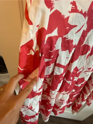 Ralph Lauren Red & White Floral V-Neck Midi Dress with Pockets thumbnail 4