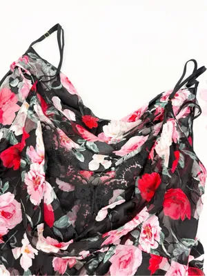 Victoria’s Secret Atelier Noir Burnout Satin Silk Plunge Gown Maxi Slip Chemise thumbnail 7