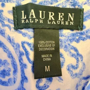 Lauren Ralph Lauren Blue Blue White Paisley Embroidered logo button down contemp thumbnail 9