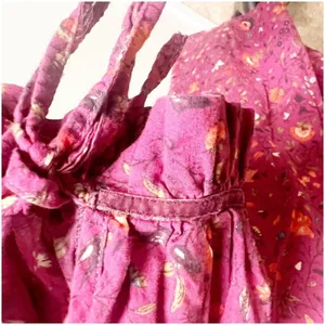 Sundance Women’s Floral Button Front Blouse Prairie Style High Collar Berry Med thumbnail 13