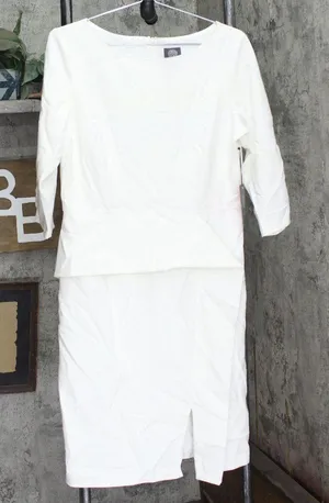 Vince Camuto Women's Angled Ruffle Sheath Dress VC9M9272 White 14P thumbnail 1