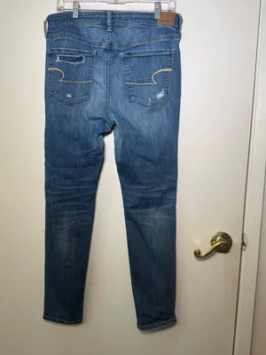American Eagle Outfitters Women's Distressed Blue Denim Jeans 12 Short Skinny thumbnail 6