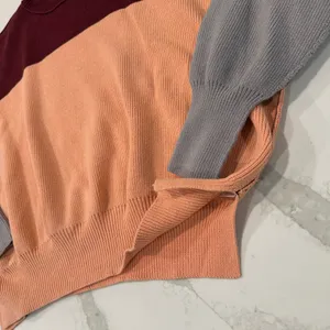 Free People Easy Street Oversized Sweater Color Block Women’s Small Peach Combo thumbnail 11
