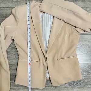Haute Monde Womens Tan Open Front Blazer Jacket‎ Career Preppy Beige Medium thumbnail 10