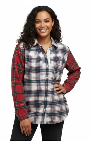 American Eagle Mixed Plaid Button Up Flannel Size Large thumbnail 1