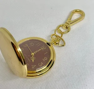 joy & iman Pocket Watch Quartz Clip On Purse Fob Gold Tone brown dial running thumbnail 1