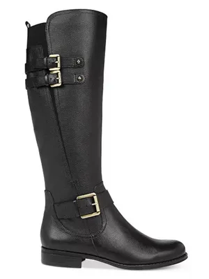 Naturalizer Black Leather Knee High Buckle Boot Size 8.5W Wide Calf thumbnail 3