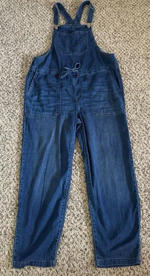 Time and Tru Women's Denim Drawstring‎ Overalls Size Small (4-6) thumbnail 1