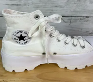Converse Chuck Taylor All Star Lug Sole Platform Hi Cut White Canvas Sneakers thumbnail 1