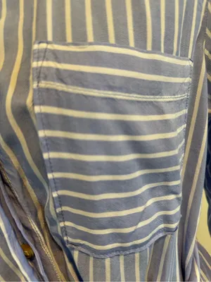 Abercrombie & Fitch Blue and White Striped Button-Up Shirt thumbnail 3