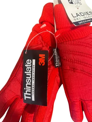 NWT White Stag Thinsulate Ladies Ski Gloves Medium/Large Red thumbnail 3