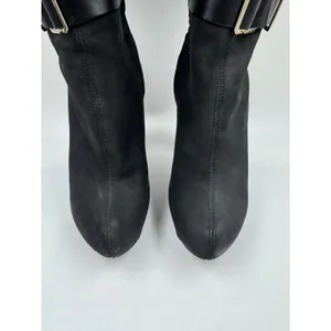 Herve Leger Runway High Heel Boots Suede/Leather Black 35.5 EU 5 US thumbnail 3