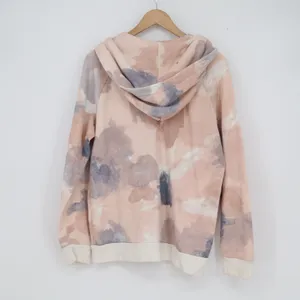 Alternative Earth Womens XL Watercolor Abstract Zip Up Hoodie Peach Blue thumbnail 4