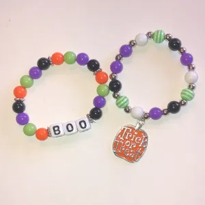 Halloween 'Trick or Treat' Beaded Bracelet Set - Orange, Purple, Green, Black thumbnail 3
