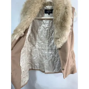 LA Coalition Vest Faux Fur Collar Sleeveless Jacket Women's Size M Tan thumbnail 2