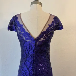 Tadashi Shoji Gown 6 Purple Sequin Illusion Mesh Formal Dress Event Gala Wedding thumbnail 8