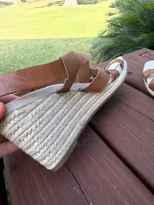 Cole Haan Crystal Honey Leather Espadrille Wedge Sandals Size 8 $150 thumbnail 12