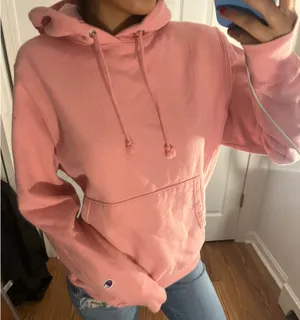 Pink Champion women’s size small hoodie with embroidered logo thumbnail 1