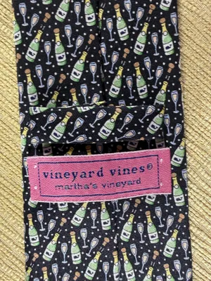 NWT Vineyard Vines Happy New Year 2017 Champagne Bottle Tie Black Novelty thumbnail 3