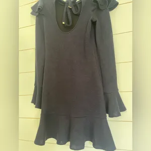 Saylor x Free People Blue Chase Knit Mini Ruffle Sweater Dress Size x-Small thumbnail 9