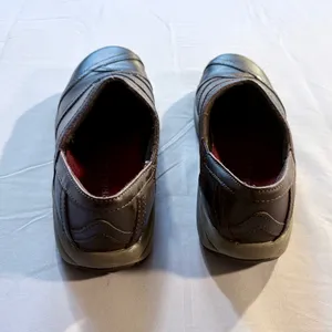 Merrell Primo Patch Leather Clogs Comfort Slip On Shoes Rich Brown US 7💚 thumbnail 3