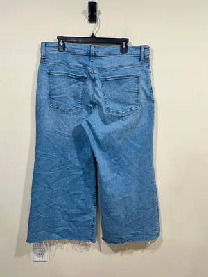 Madewell Flared Wide-Leg Jeans blue denim raw hem plus size 33 EUC thumbnail 9