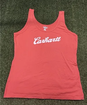 Carhartt Tank Top Womens Size XXL Pink Graphic Logo Sleeveless Scoop Neck Casual thumbnail 1