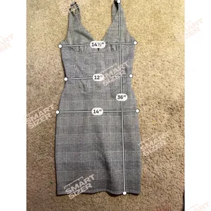 Lucid Pink Grey Glen Plaid Corset Bodice V-Neck Sleeveless Mini Dress Bodycon‎ thumbnail 3